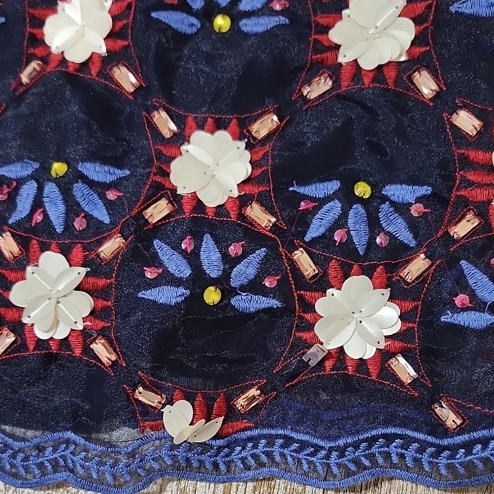 Anthropologie Floral Embroidered Skirt - Picture 5 of 9